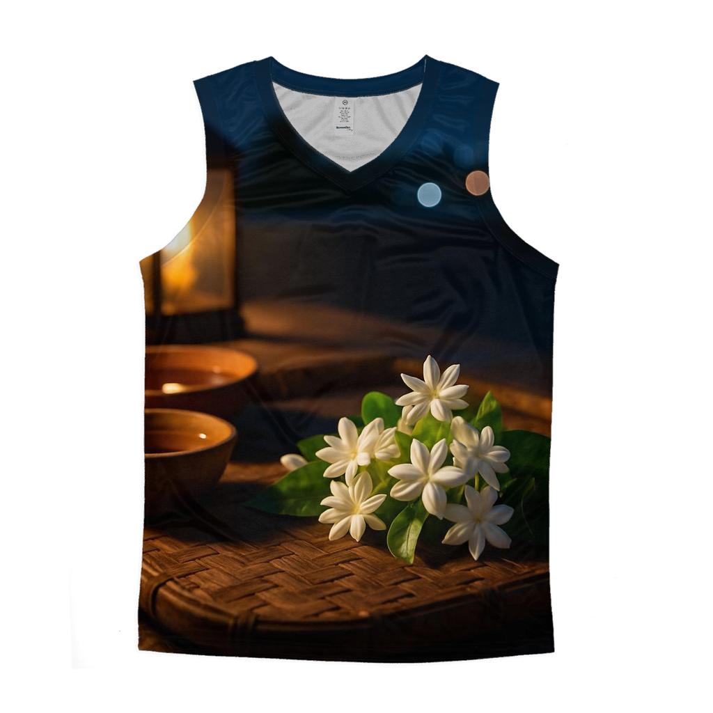 Nocturnal Jasmine Harvest On A Rooftop Terrace personalized athletic tanks