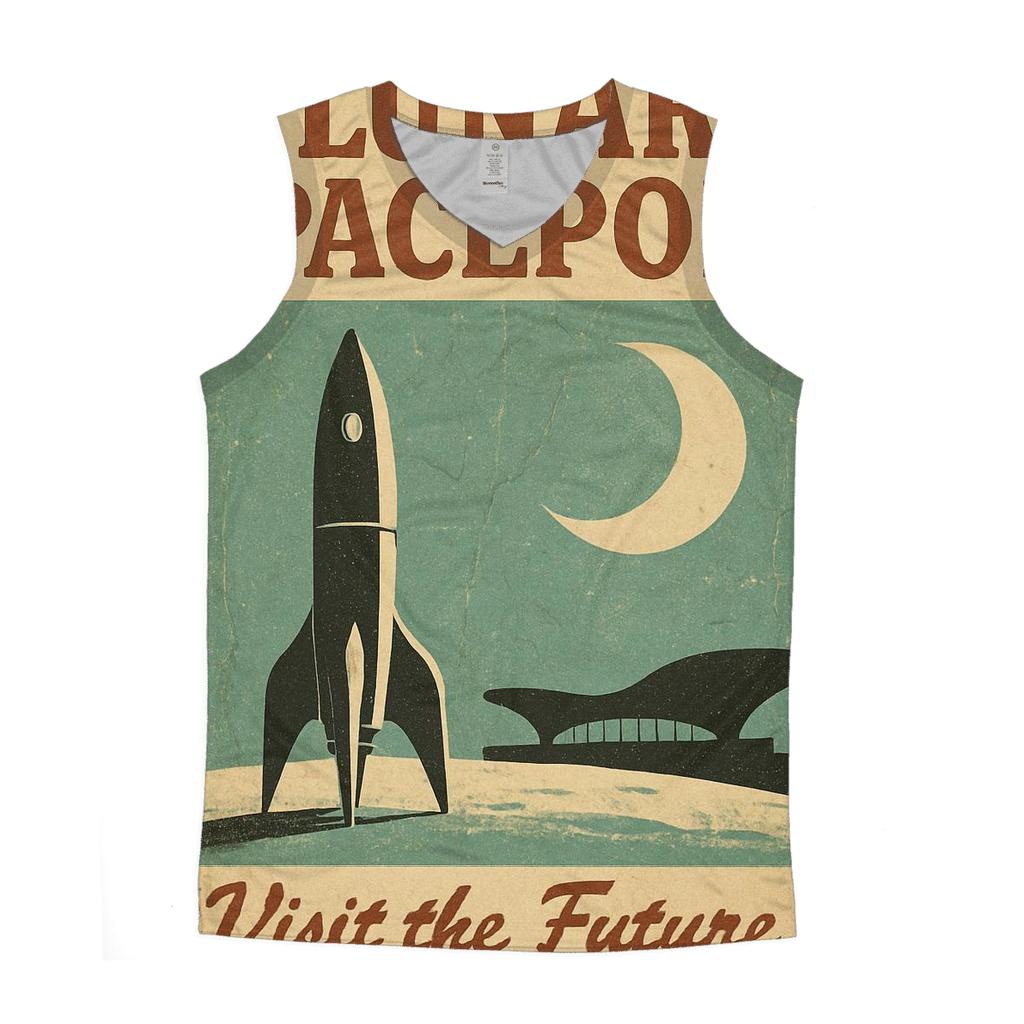Faded 1977 Spaceport Travel Poster sports performance tank tops