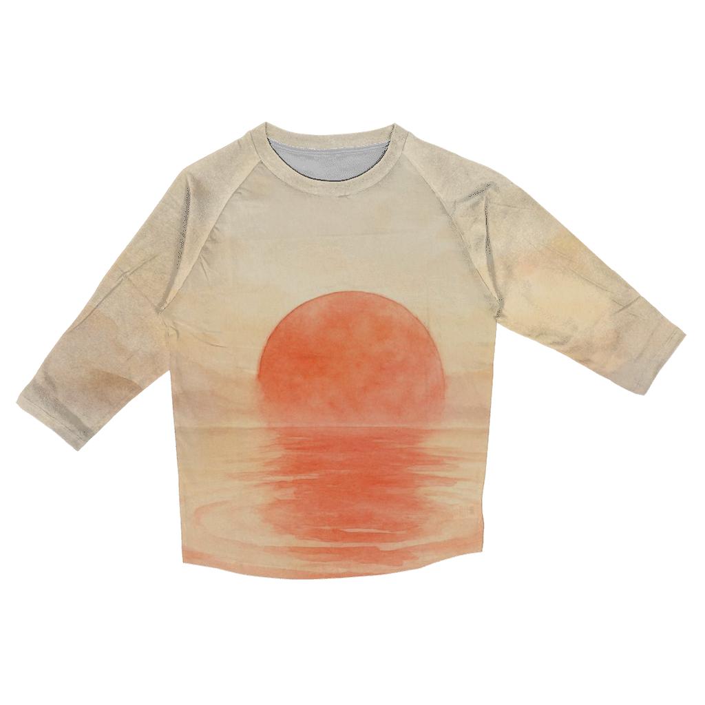 Japan Watercolor Rising Tide Flag trendy 3/4 sleeve tops
