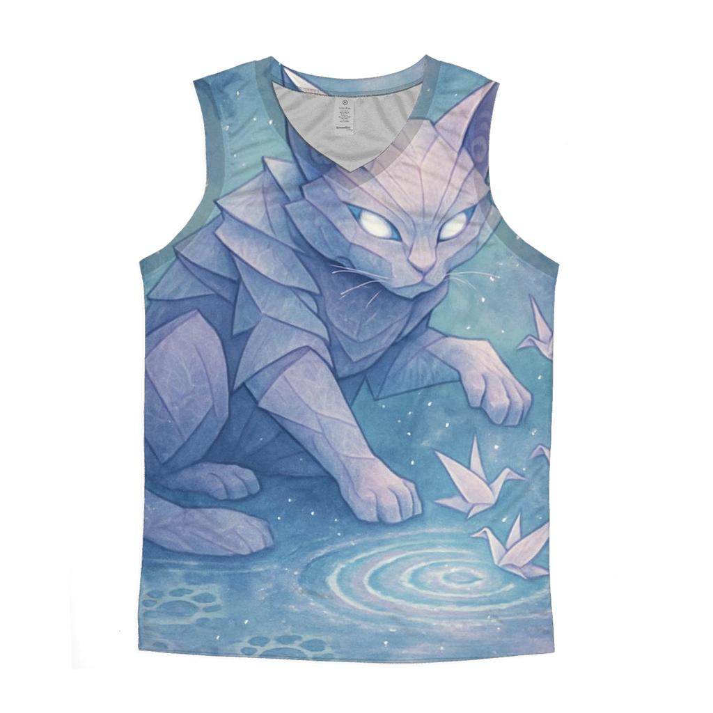 Moonlit Origami Guardian Cat stylish racerback tanks