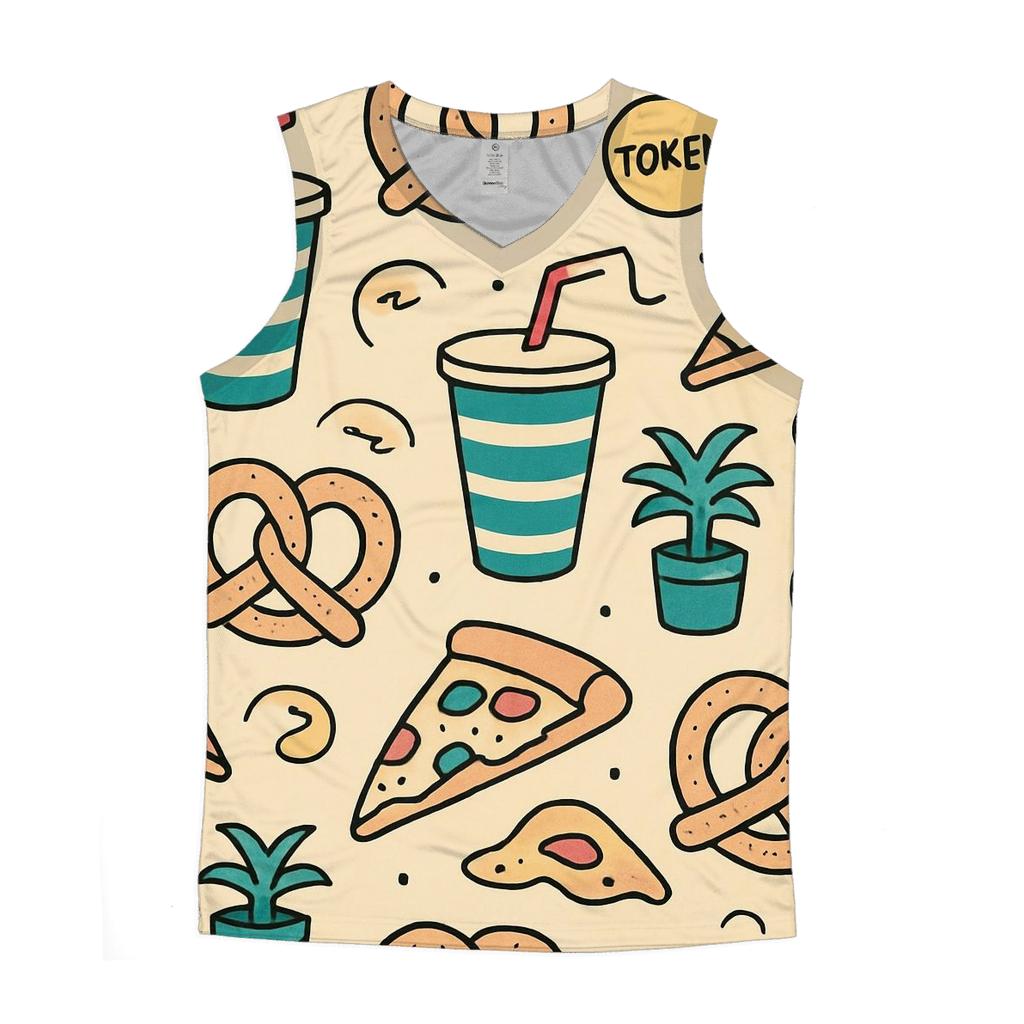Mall Food Court Neon Pattern graphic print tank tops