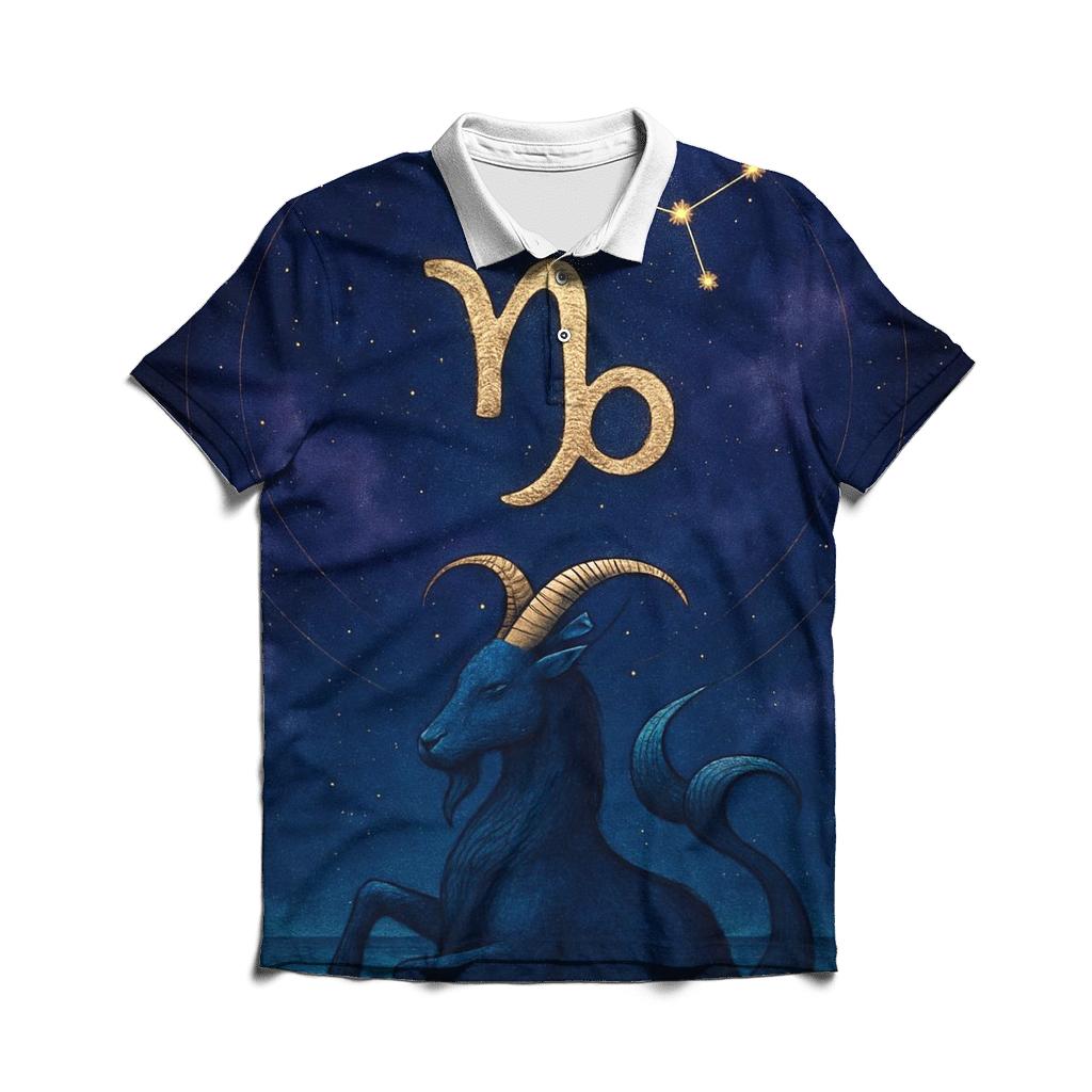 Capricorn Nebula Mountain Goat Crest casual sports polo shirts
