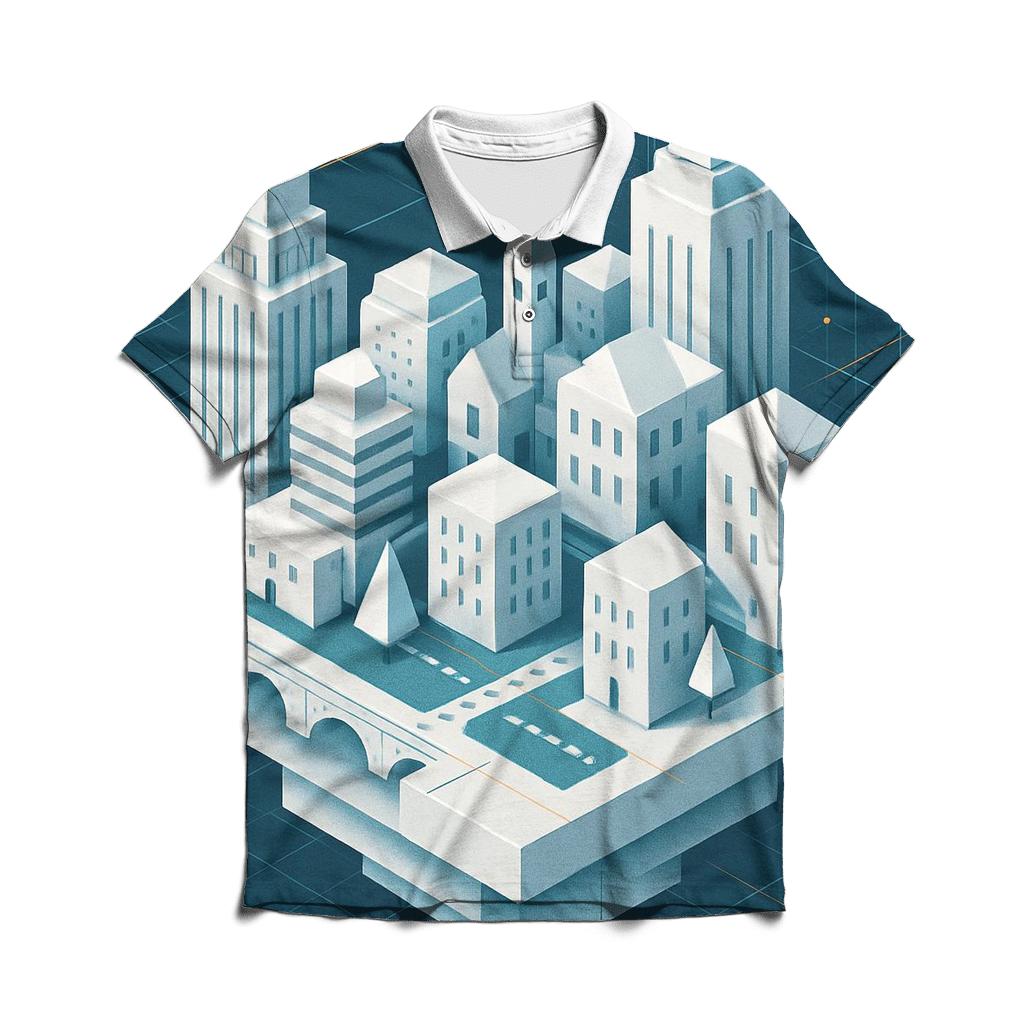 Kinetic Paper City Blueprint personalized polo shirts