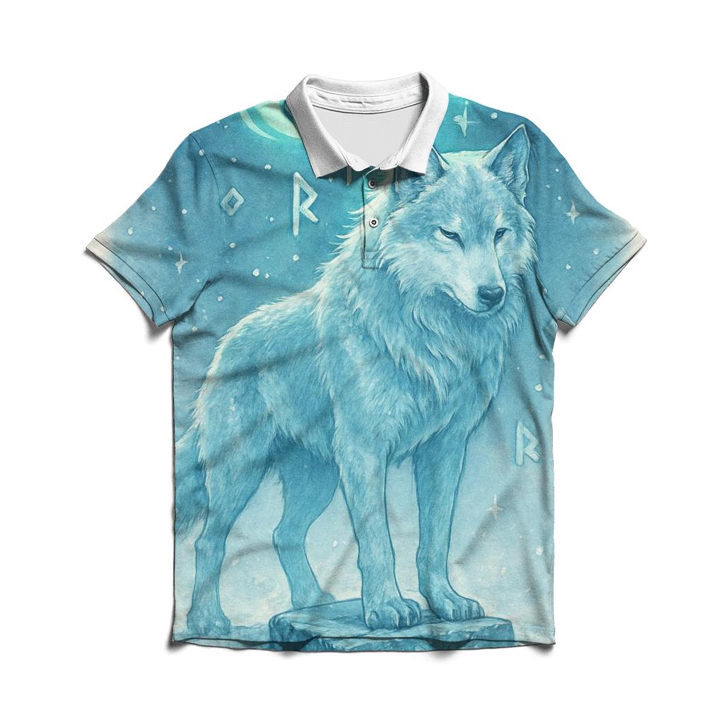 Aurora Runestone Sentinel Wolf premium cotton polo shirts