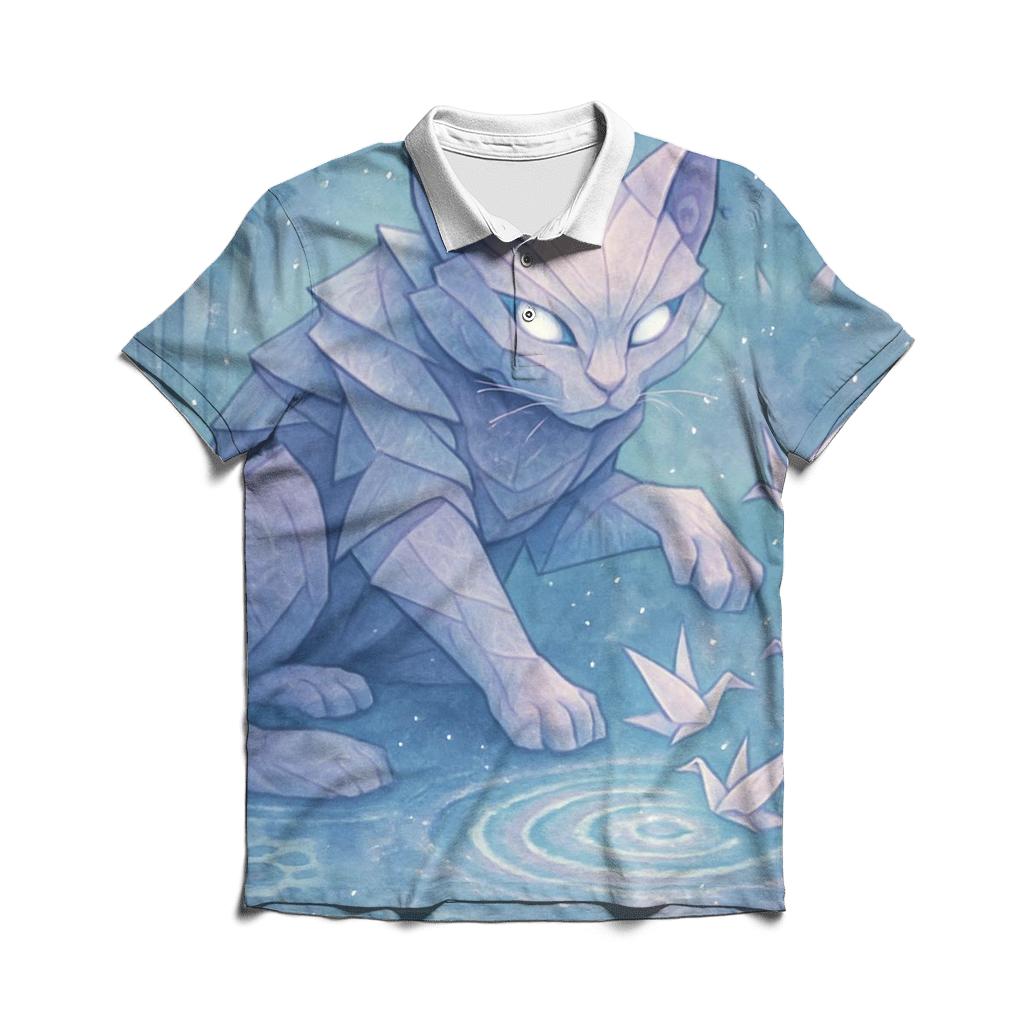 Moonlit Origami Guardian Cat branded logo polo shirts