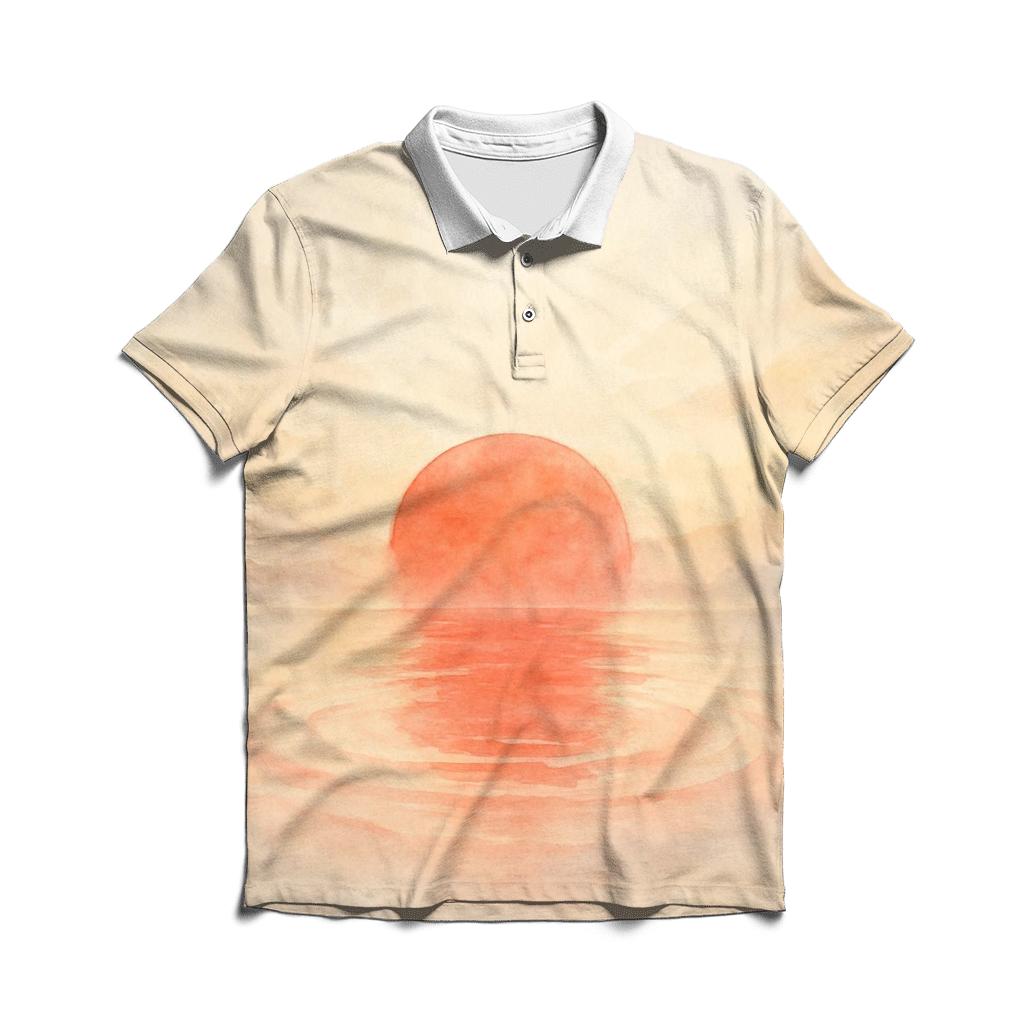 Japan Watercolor Rising Tide Flag premium cotton polo shirts