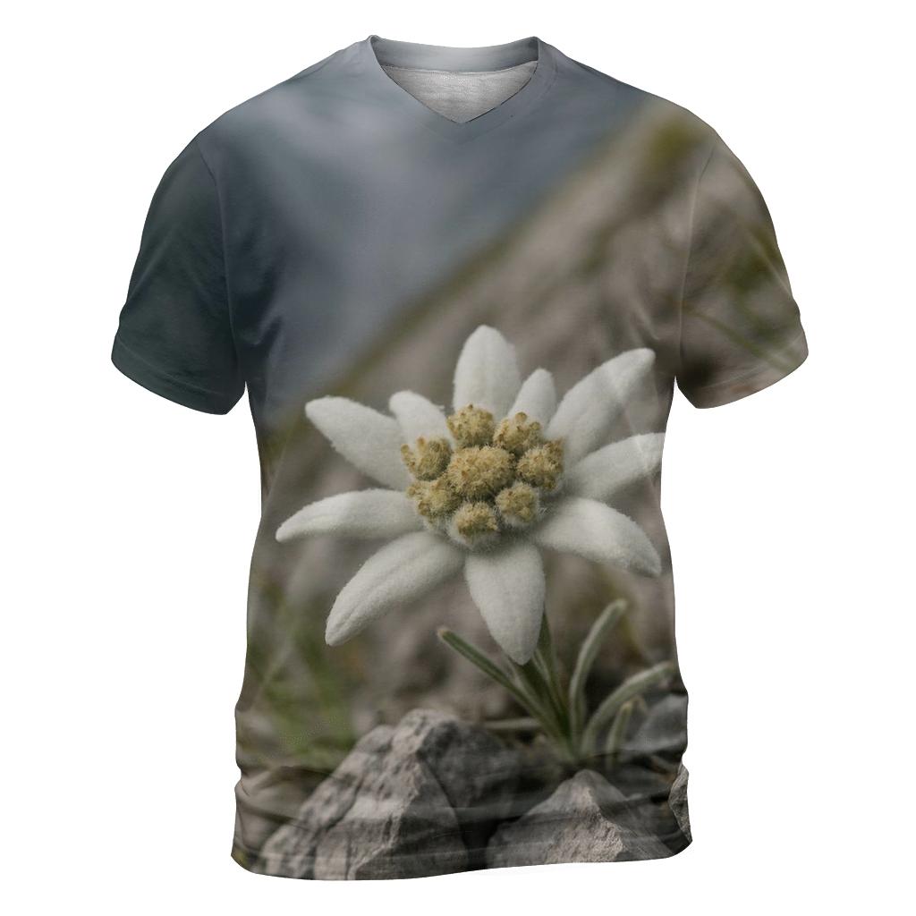 High Altitude Edelweiss Among Limestone Scree trendy printed shirt styles