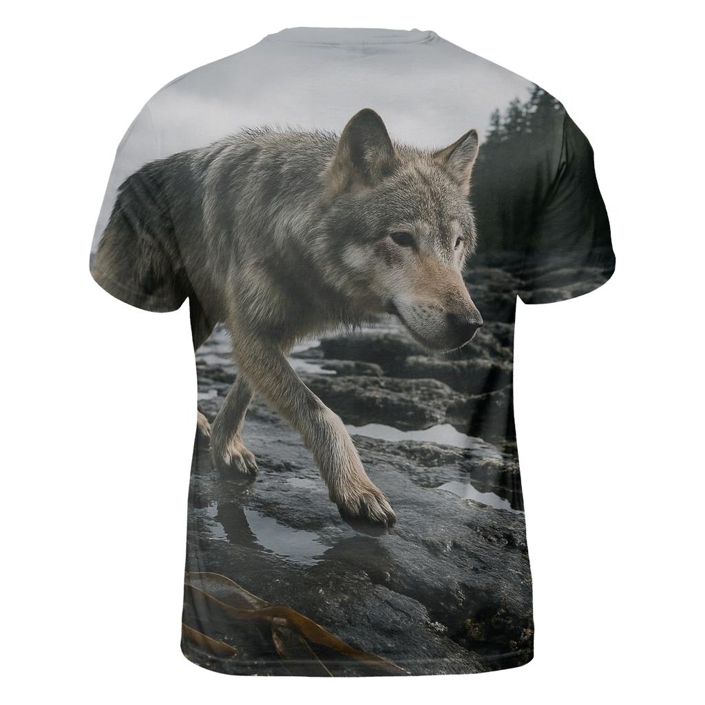 Coastal Wolf Foraging On The Haida Gwaii Intertidal Shelf artistic all-over print tops