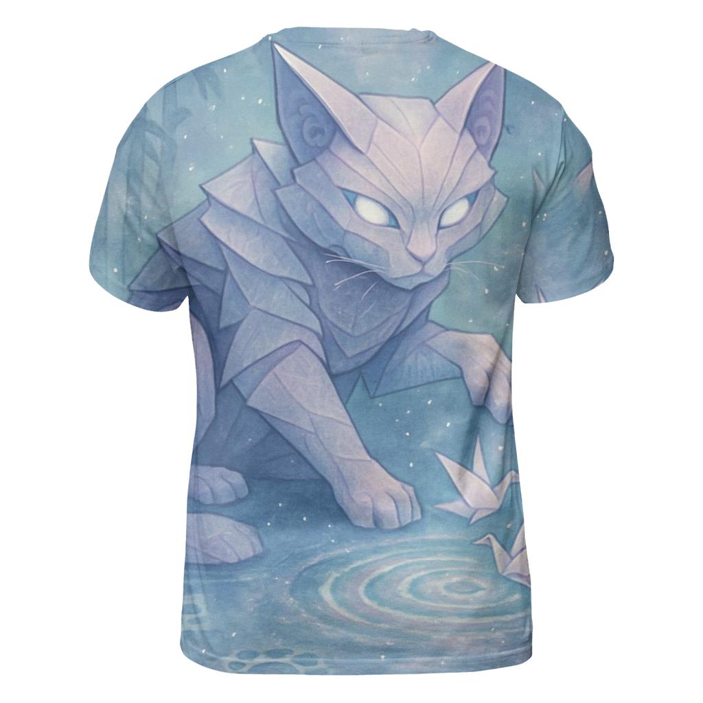 Moonlit Origami Guardian Cat creative print fashion shirts