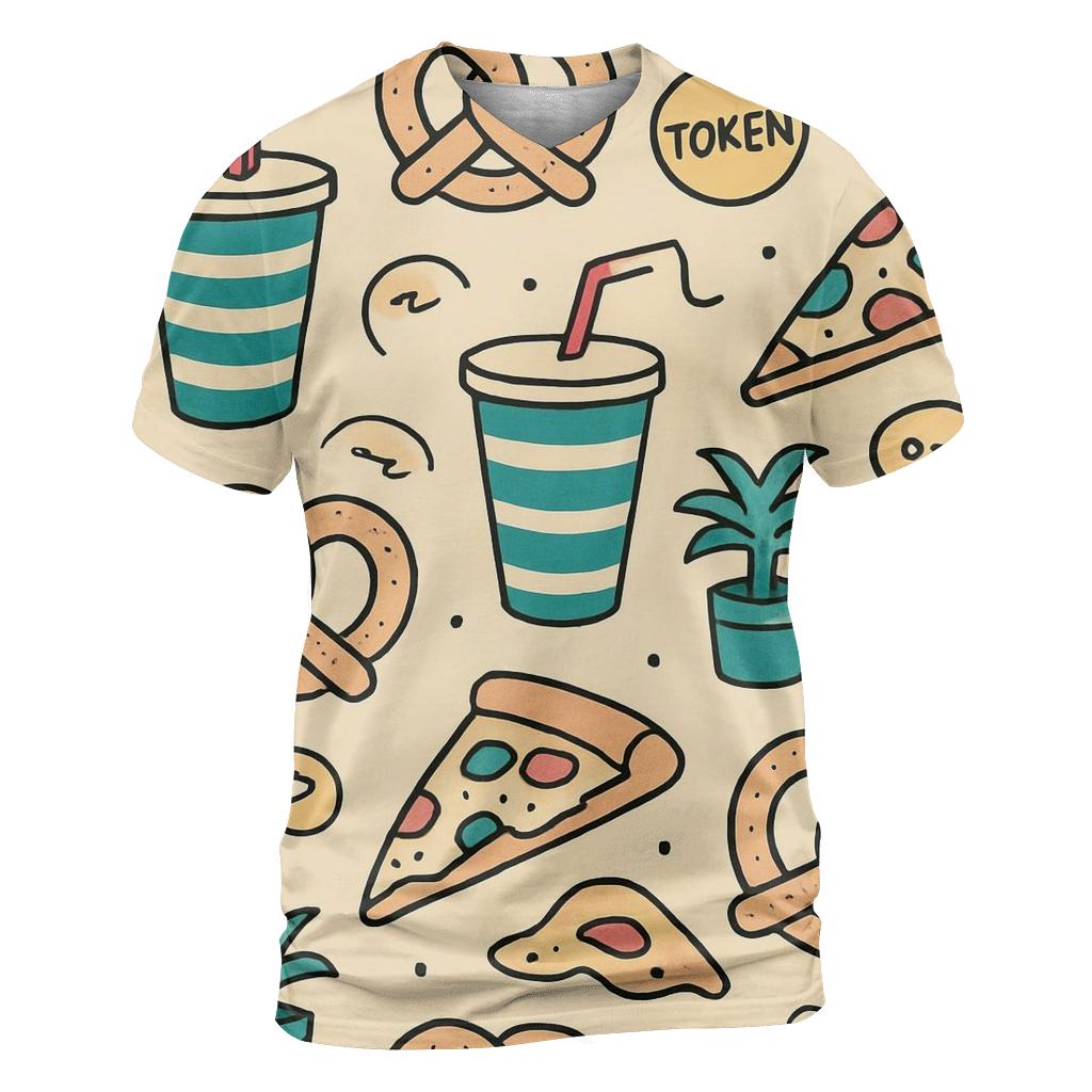 Mall Food Court Neon Pattern artistic all-over print tops
