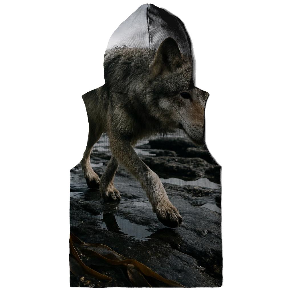 Coastal Wolf Foraging On The Haida Gwaii Intertidal Shelf embroidered hoodies