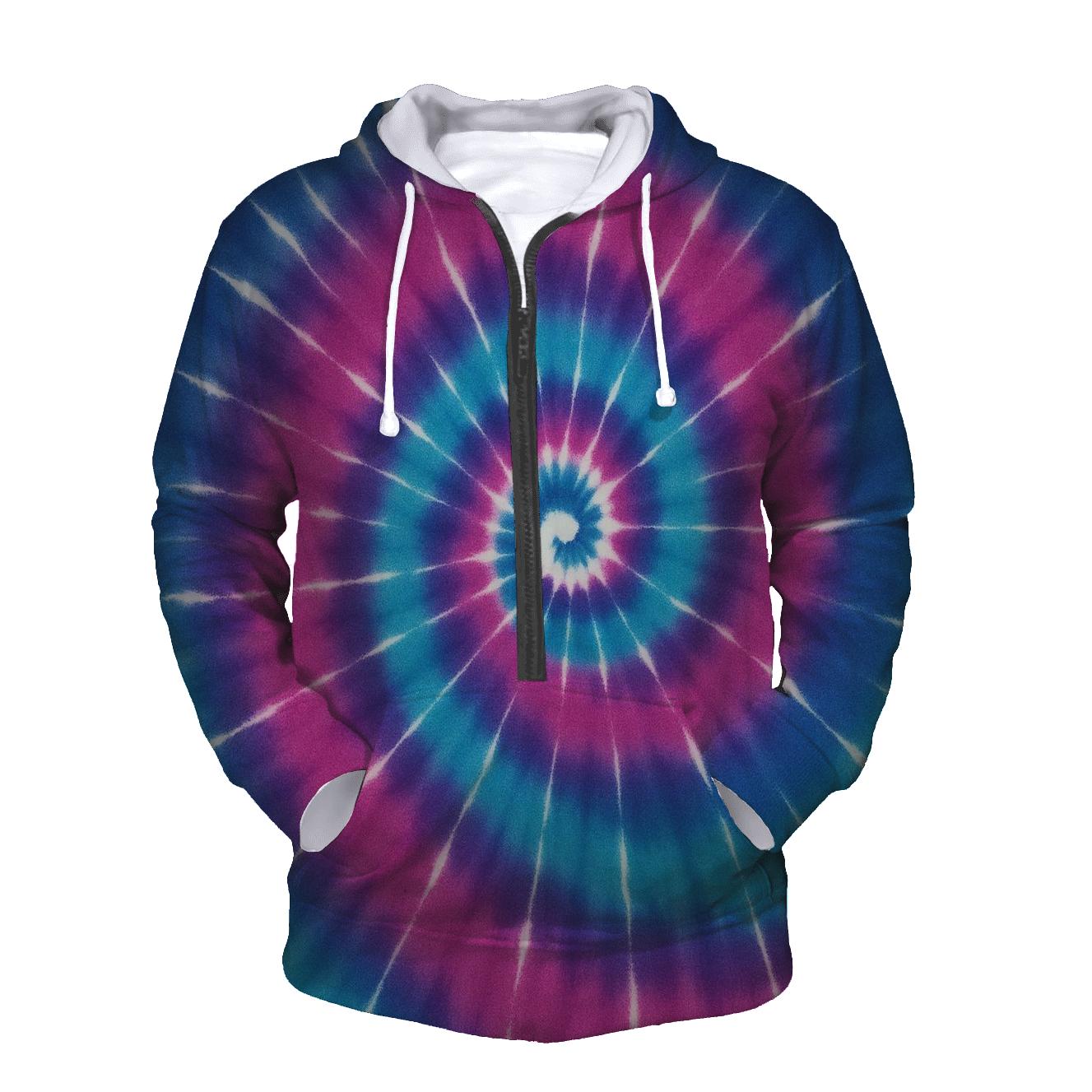 Nebula Spiral Over Dye Vortex printed hoodies