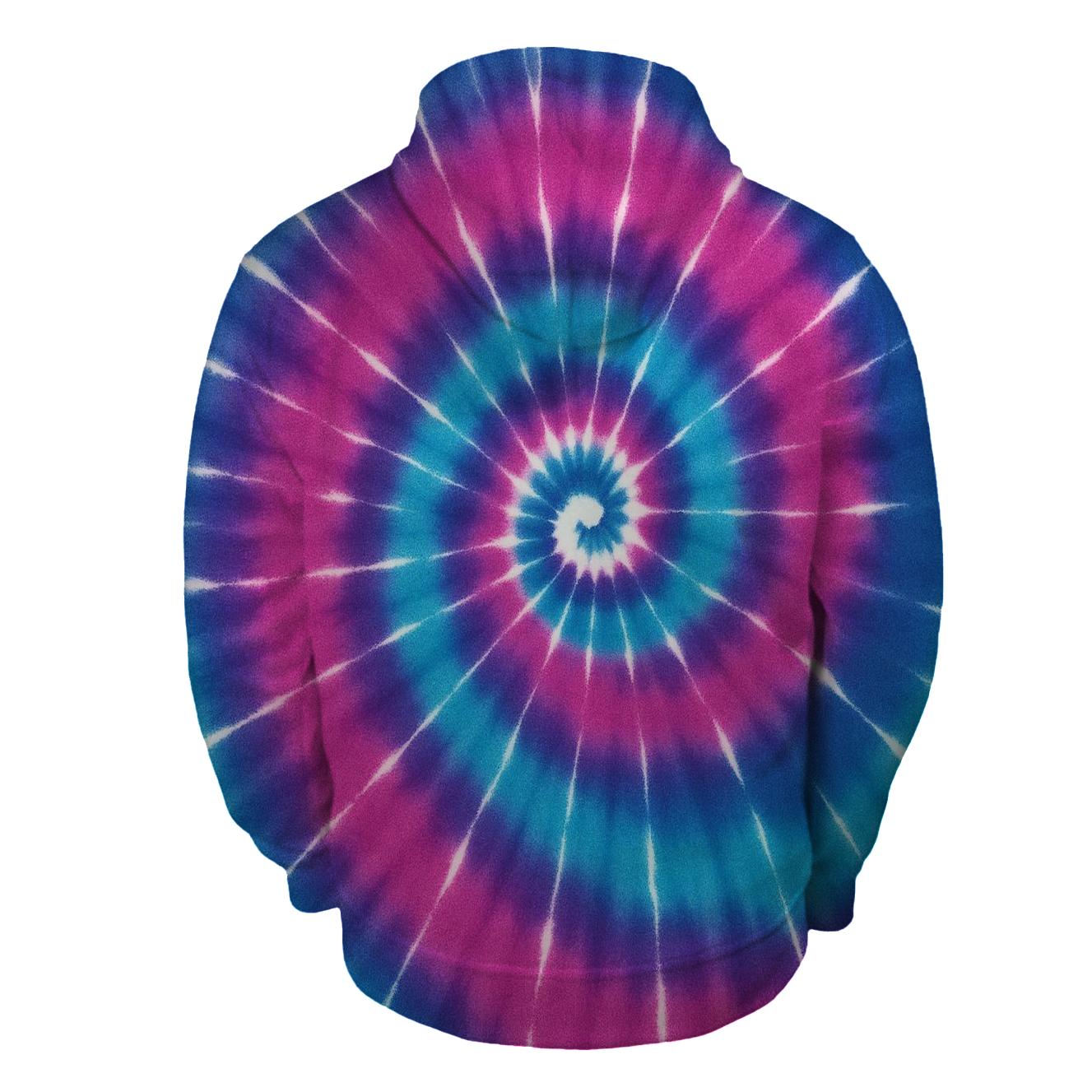 Nebula Spiral Over Dye Vortex printed hoodies