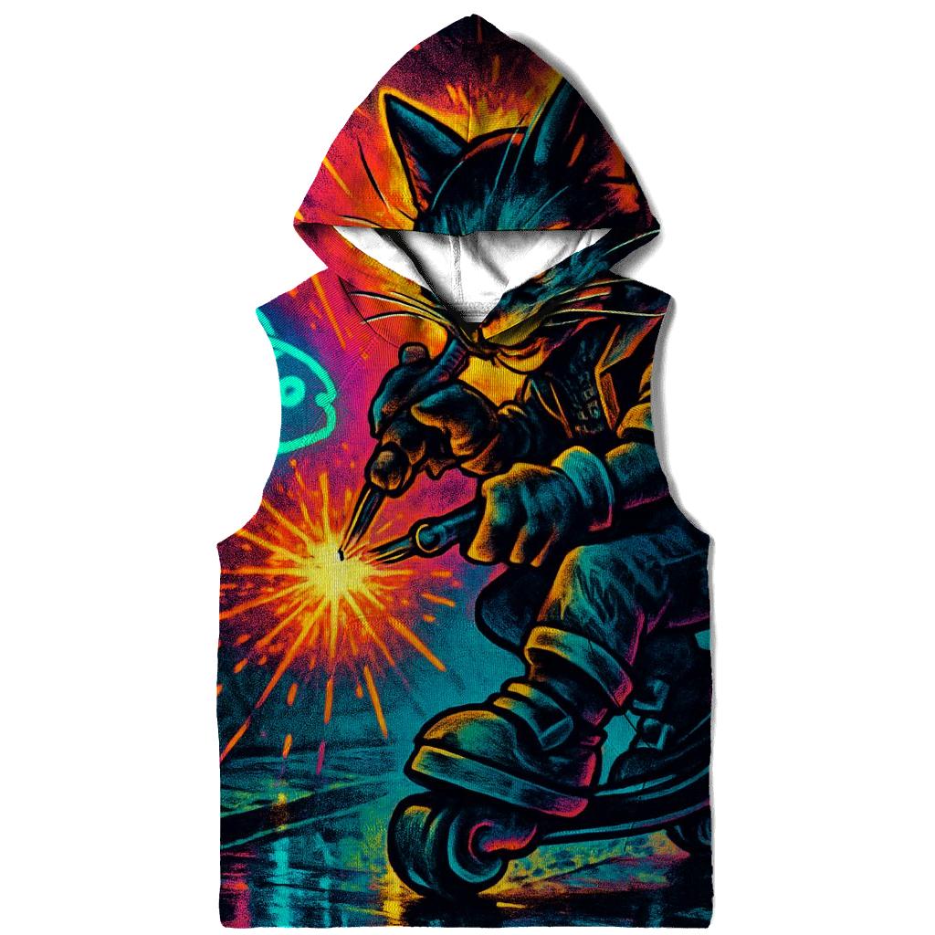 Neon Alley Mechanic Cat On Hover Skates hoodie trends
