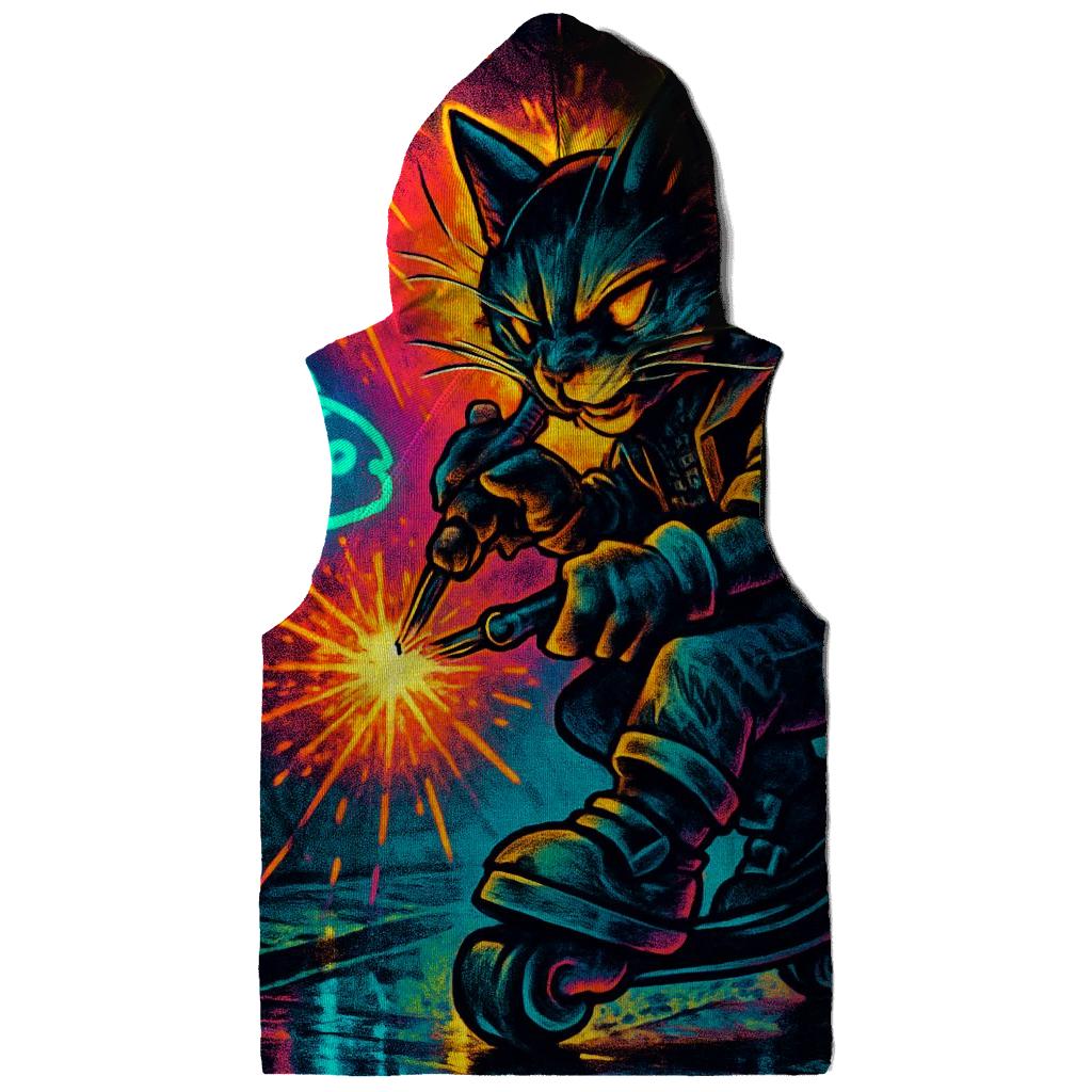 Neon Alley Mechanic Cat On Hover Skates hoodie trends