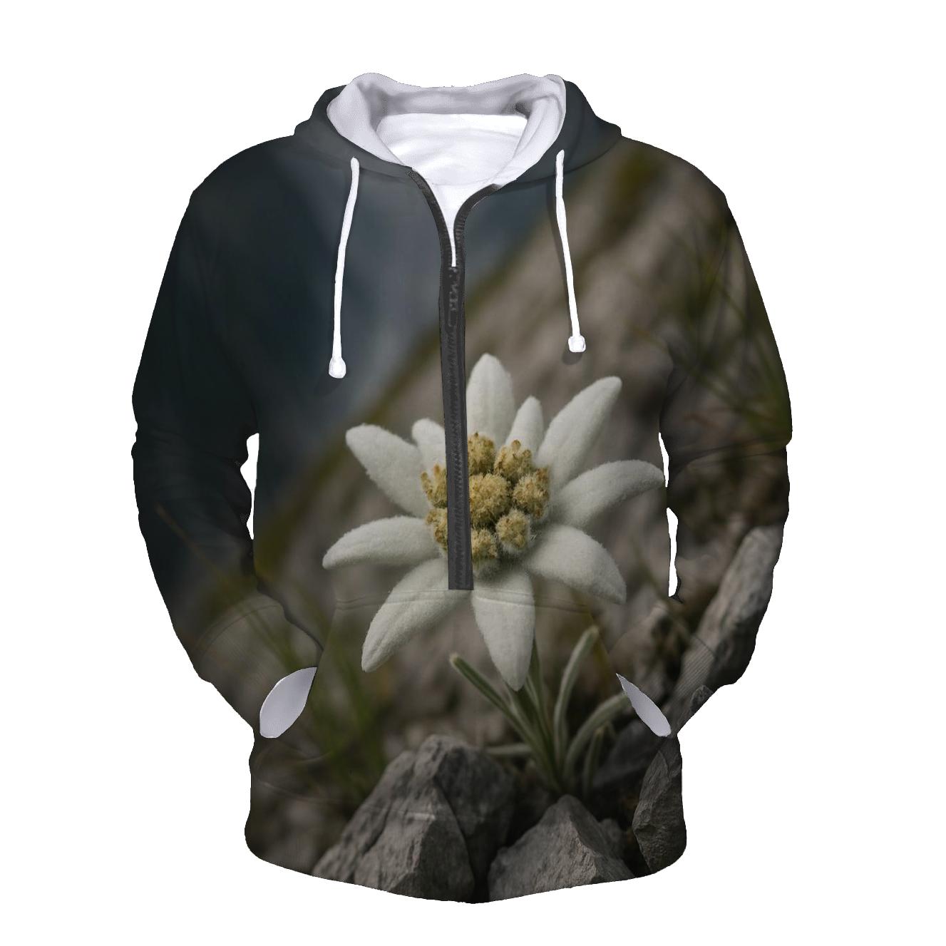 High Altitude Edelweiss Among Limestone Scree printed hoodies