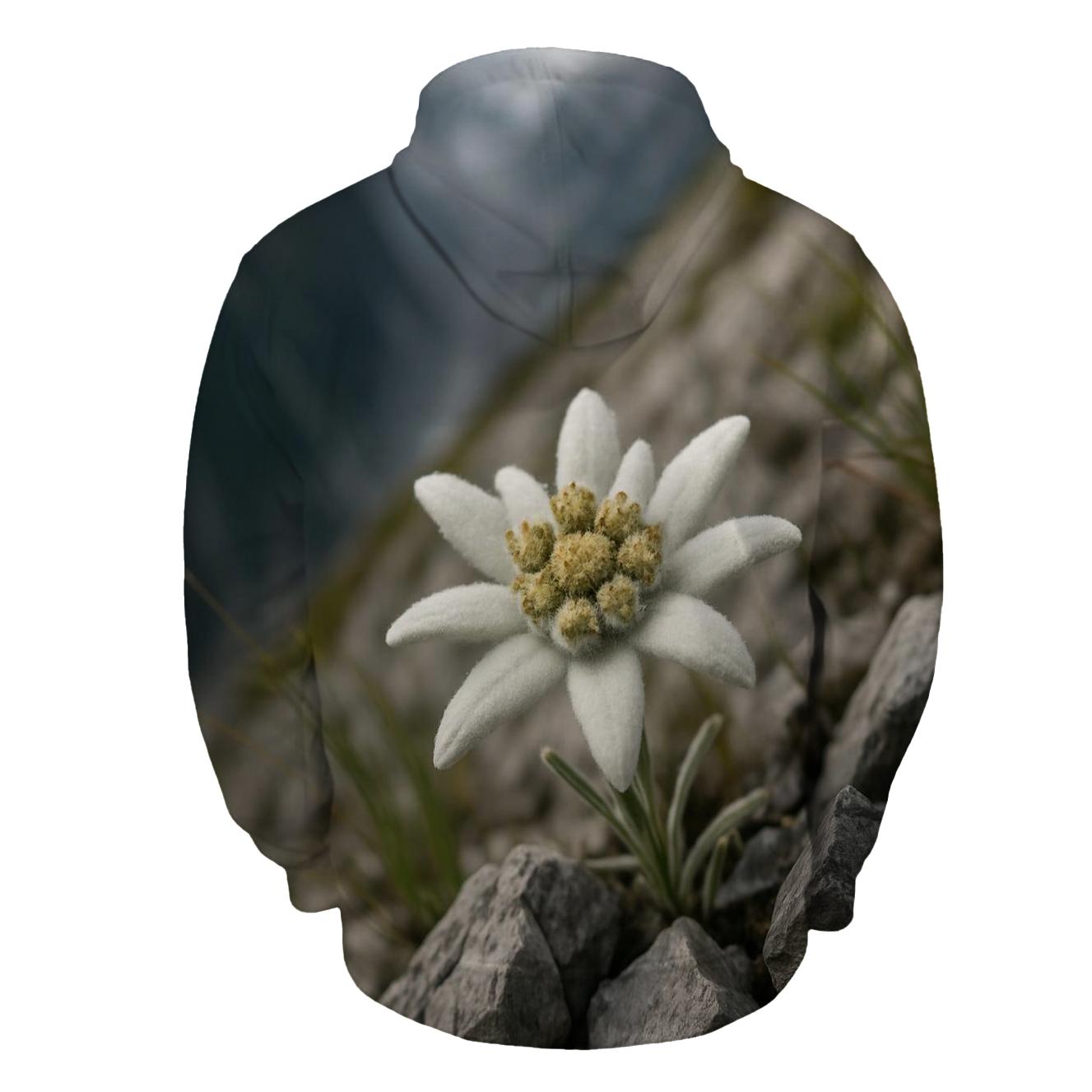 High Altitude Edelweiss Among Limestone Scree printed hoodies