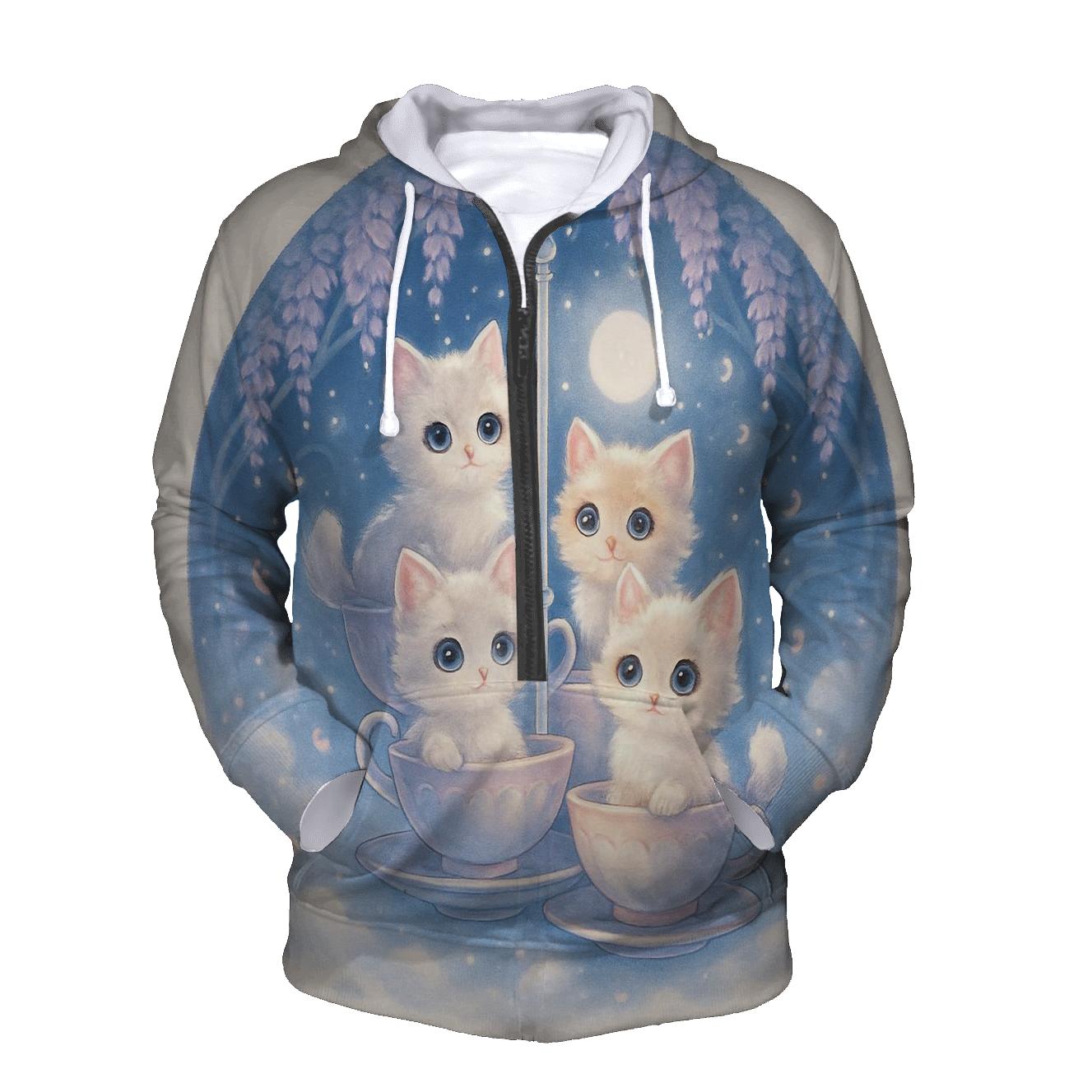 Moonlit Teacup Kitten Carousel hoodie trends