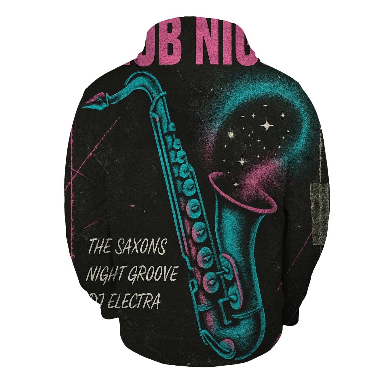 Distressed 1984 Cosmic Jazz Club Flyer pullover hoodies