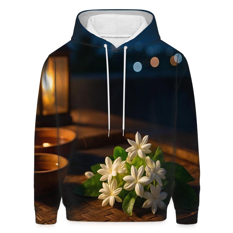 Nocturnal Jasmine Harvest On A Rooftop Terrace hoodie designs
