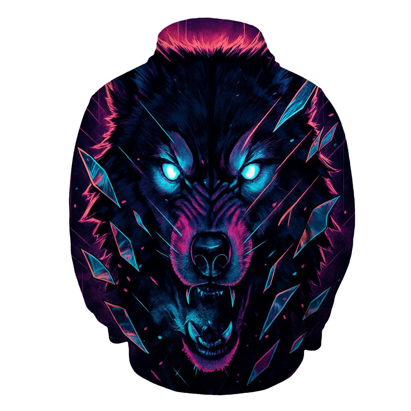 Neon Rift Glassjaw Wolf pullover hoodies