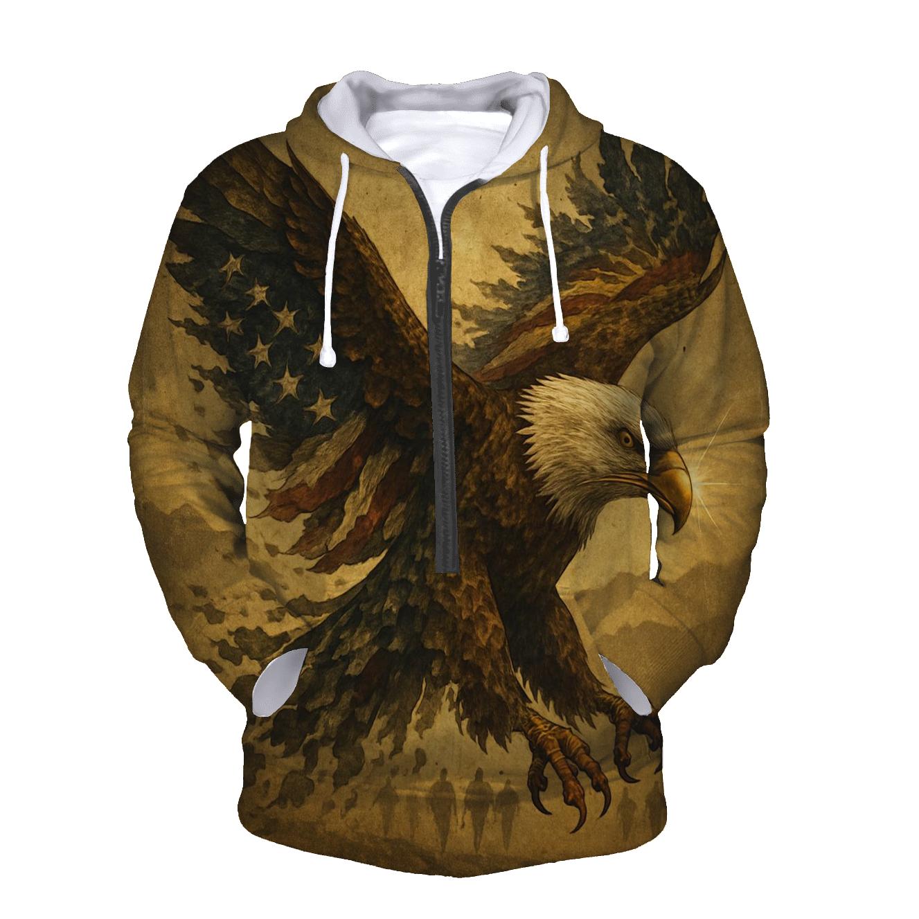 Eagle Sentinel Through The Striped Smoke printed hoodies
