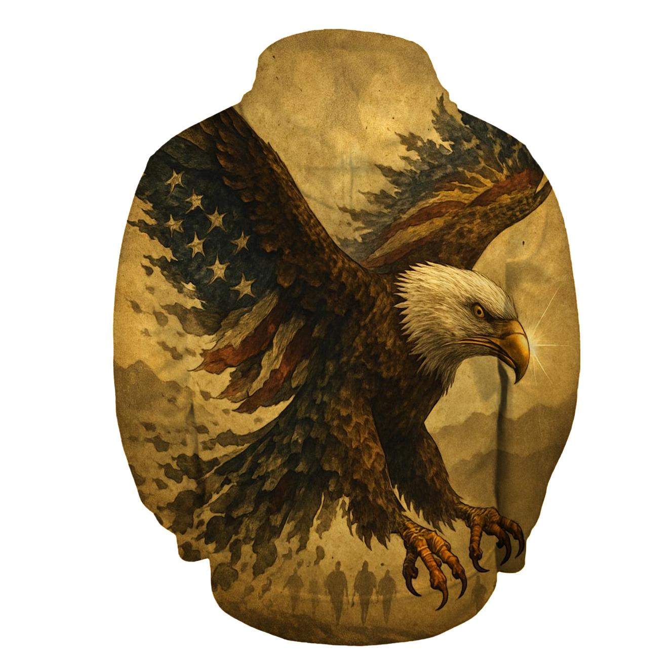 Eagle Sentinel Through The Striped Smoke printed hoodies