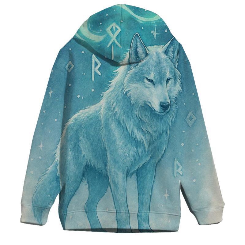 Aurora Runestone Sentinel Wolf zip-up hoodies
