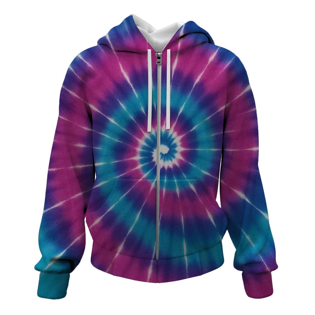 Nebula Spiral Over Dye Vortex printed hoodies