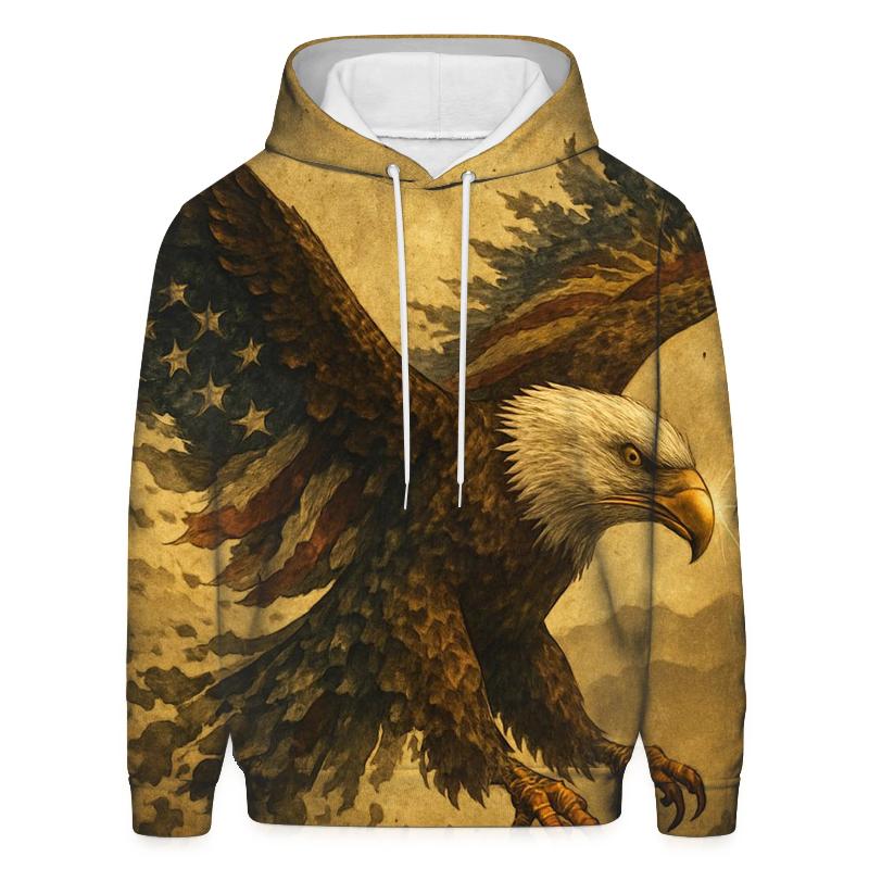 Eagle Sentinel Through The Striped Smoke embroidered hoodies