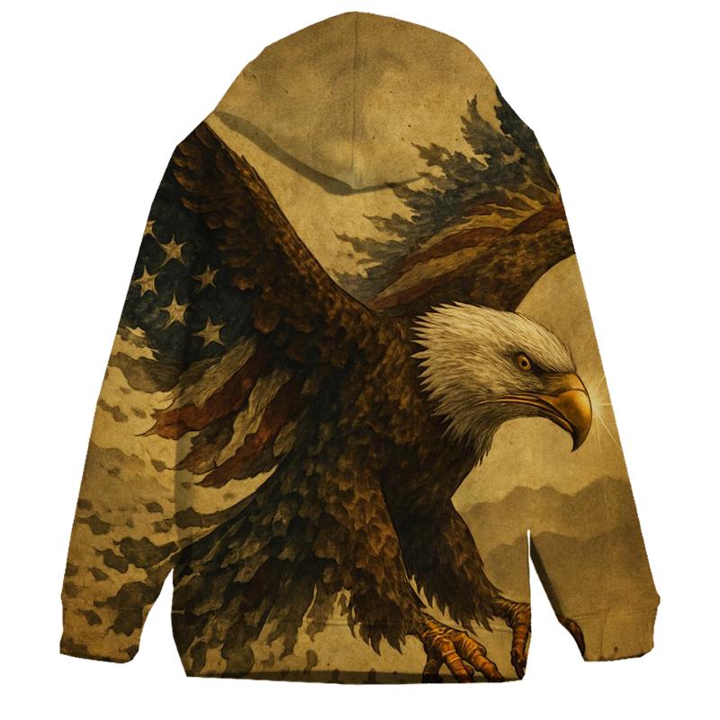 Eagle Sentinel Through The Striped Smoke embroidered hoodies