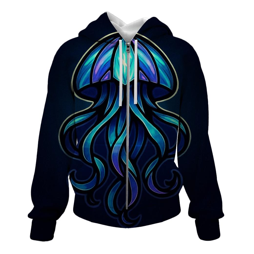 Aurora Glass Jellyfish Emblem designer hoodies