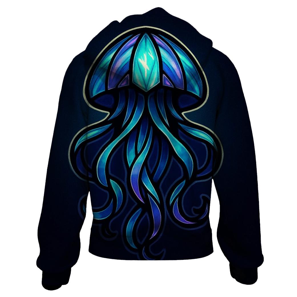 Aurora Glass Jellyfish Emblem designer hoodies