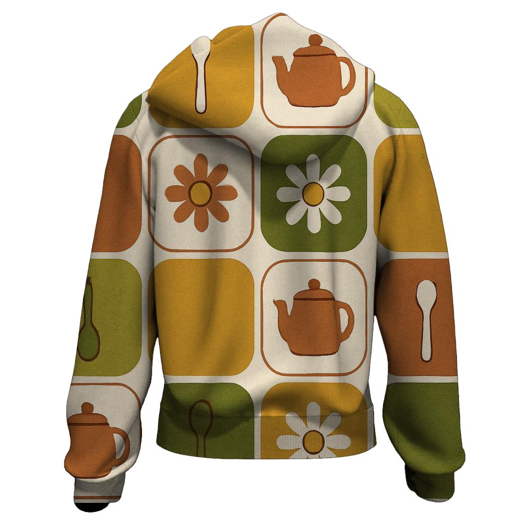 Mod Kitchen Tile Bloom zip-up hoodies