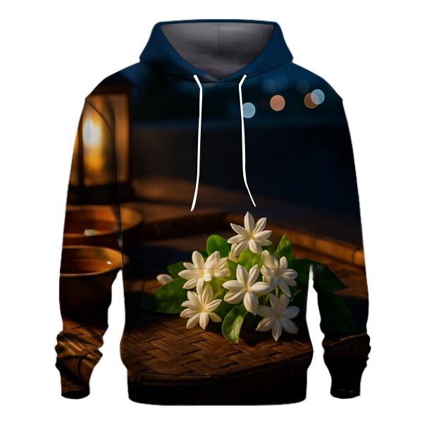 Nocturnal Jasmine Harvest On A Rooftop Terrace lightweight hoodies