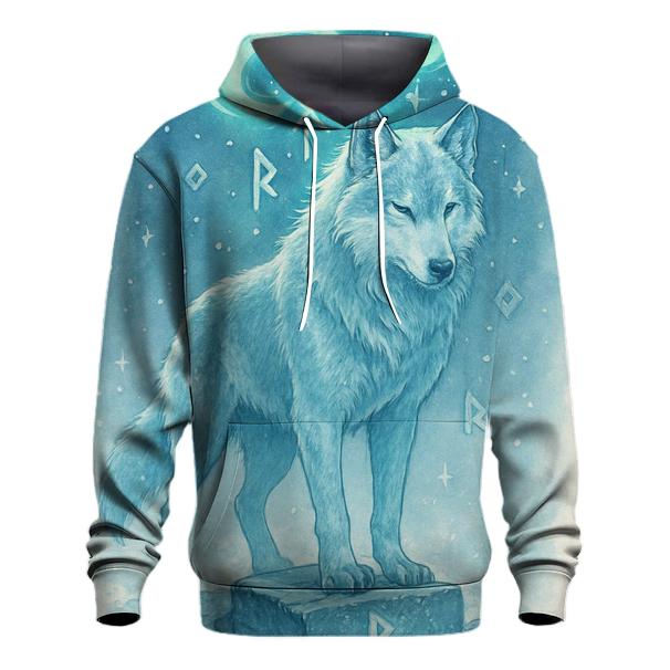 Aurora Runestone Sentinel Wolf designer hoodies