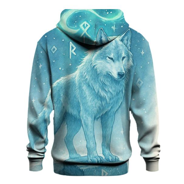 Aurora Runestone Sentinel Wolf designer hoodies