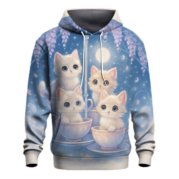 Moonlit Teacup Kitten Carousel pullover hoodies