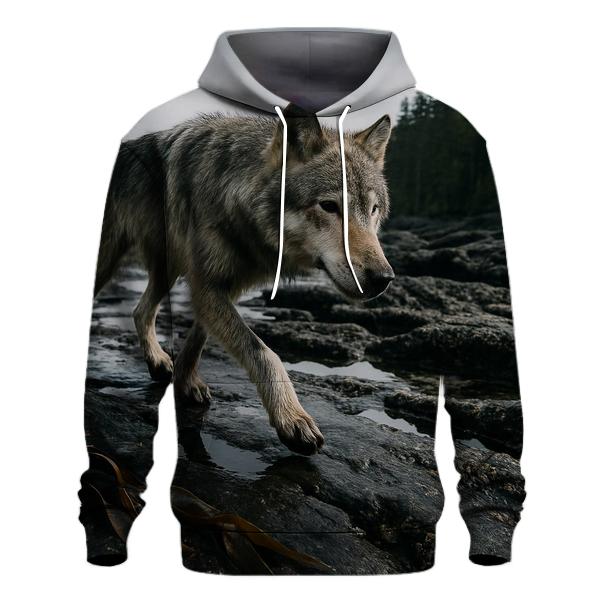 Coastal Wolf Foraging On The Haida Gwaii Intertidal Shelf hoodie trends