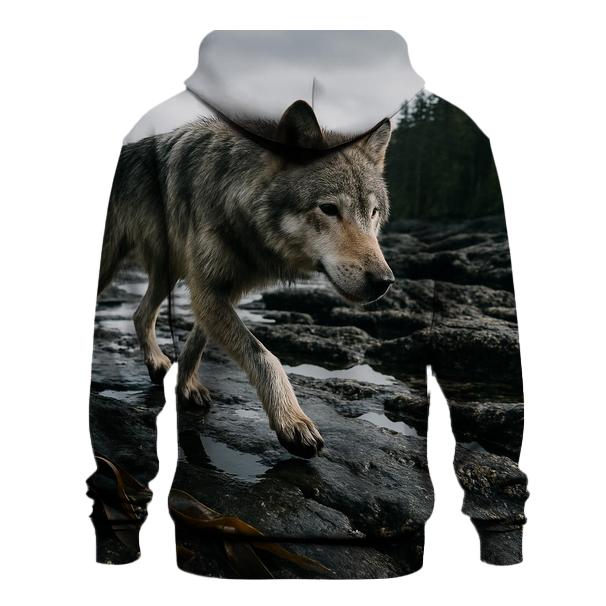 Coastal Wolf Foraging On The Haida Gwaii Intertidal Shelf hoodie trends