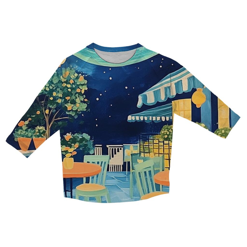 Henri Matisse Inspired Midnight Cafe Under Aurora Skies fashion 3/4 sleeve shirts