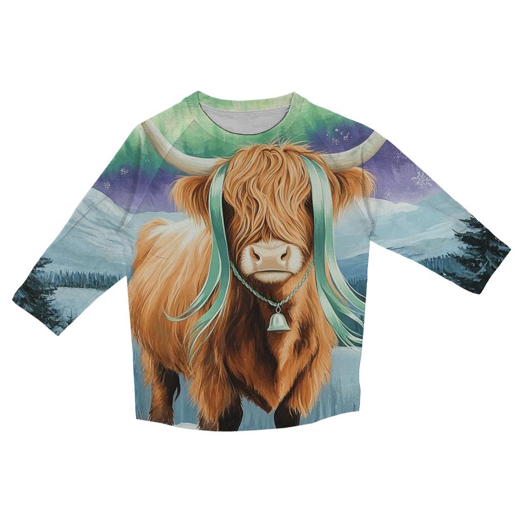 Aurora Braids Highland Cow cotton quarter sleeve shirts