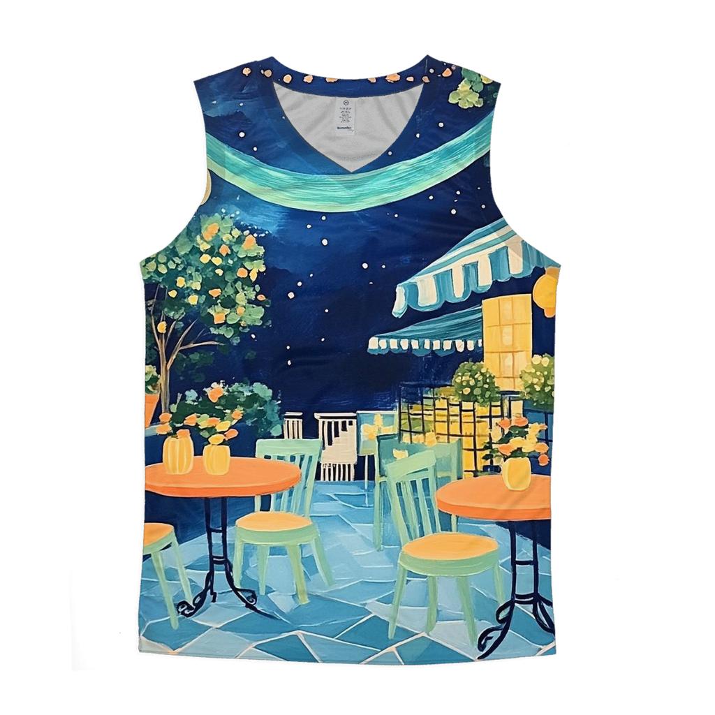 Henri Matisse Inspired Midnight Cafe Under Aurora Skies personalized athletic tanks