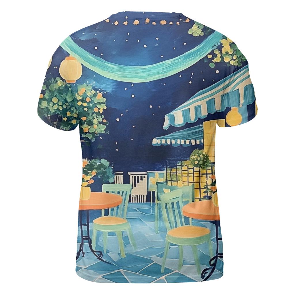 Henri Matisse Inspired Midnight Cafe Under Aurora Skies vibrant all-over design tees