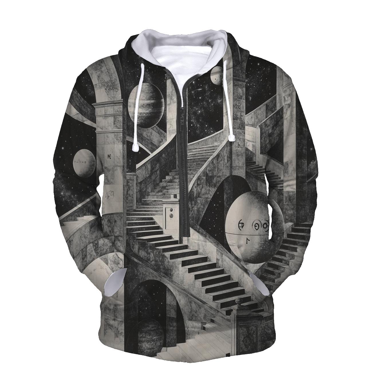 M C Escher Inspired Solar System Staircase Observatory hoodie trends