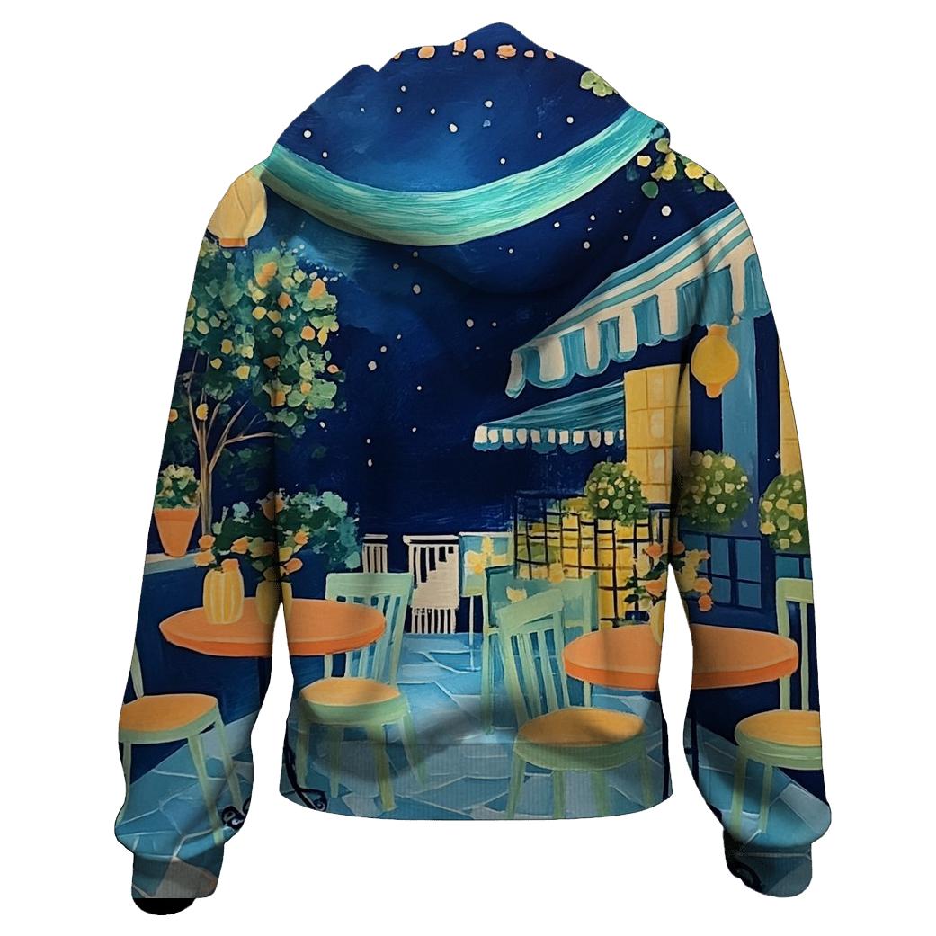 Henri Matisse Inspired Midnight Cafe Under Aurora Skies lightweight hoodies