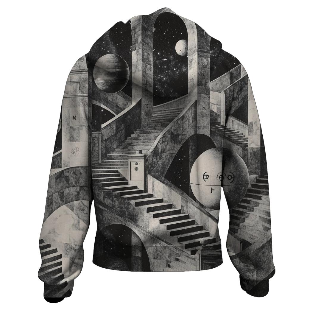 M C Escher Inspired Solar System Staircase Observatory heavyweight hoodies