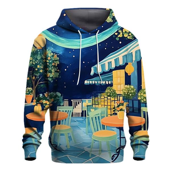 Henri Matisse Inspired Midnight Cafe Under Aurora Skies graphic hoodies
