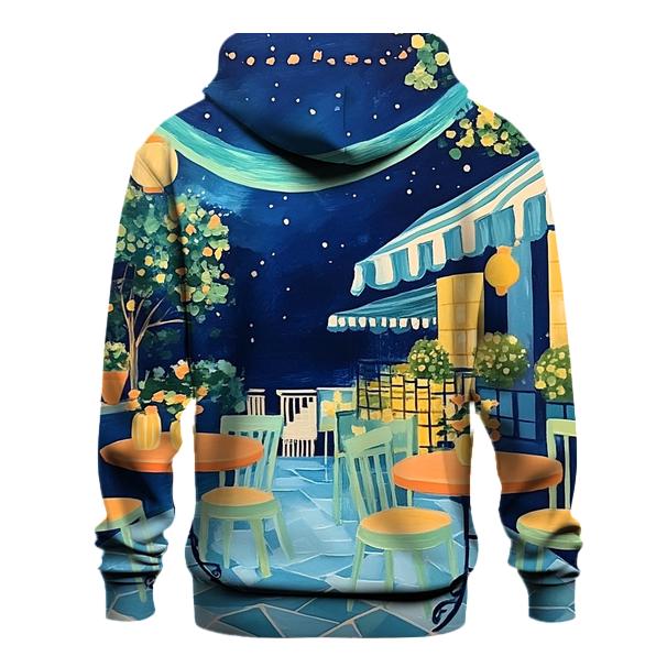 Henri Matisse Inspired Midnight Cafe Under Aurora Skies graphic hoodies