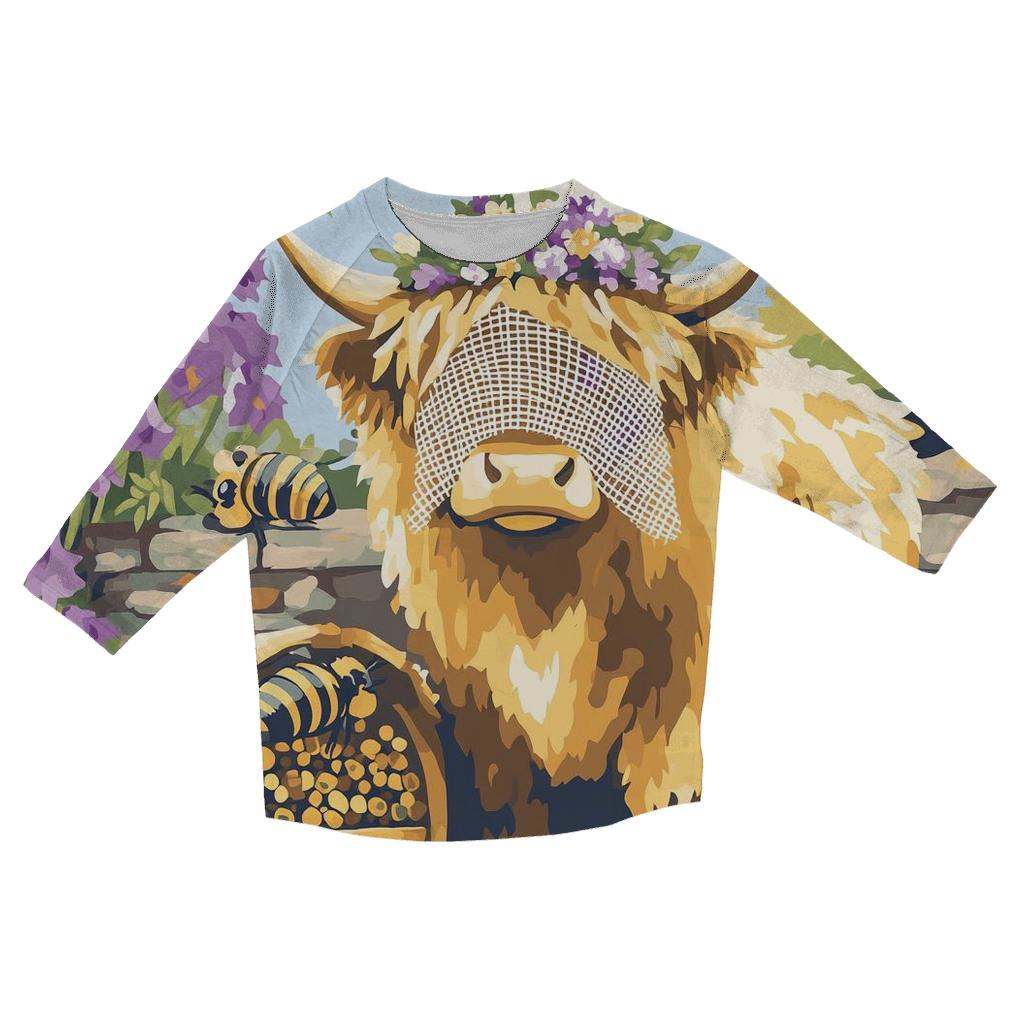 Highland Cow Bee Garden Guardian casual three quarter sleeve shirts